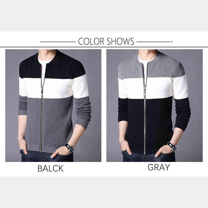 Striped Knit Autumn Casual Cardigan Sweater For Men, Warm Pockets Outwear Coat