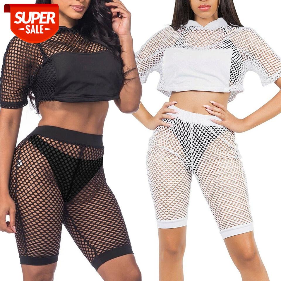 2019 Summer Sexy Women Shorts Sleeve See-Through Mesh Fishnet Crop Top With Shorts 2PCS Beach Bikini Cover Ups Clothes Set #O11L, White;black
2019 Summer Sexy Women Shorts Sleeve See-Through Mesh Fishnet Crop Top With Shorts 2PCS Beach Bikini Cover Ups Clothes Set #O11L, White;black
