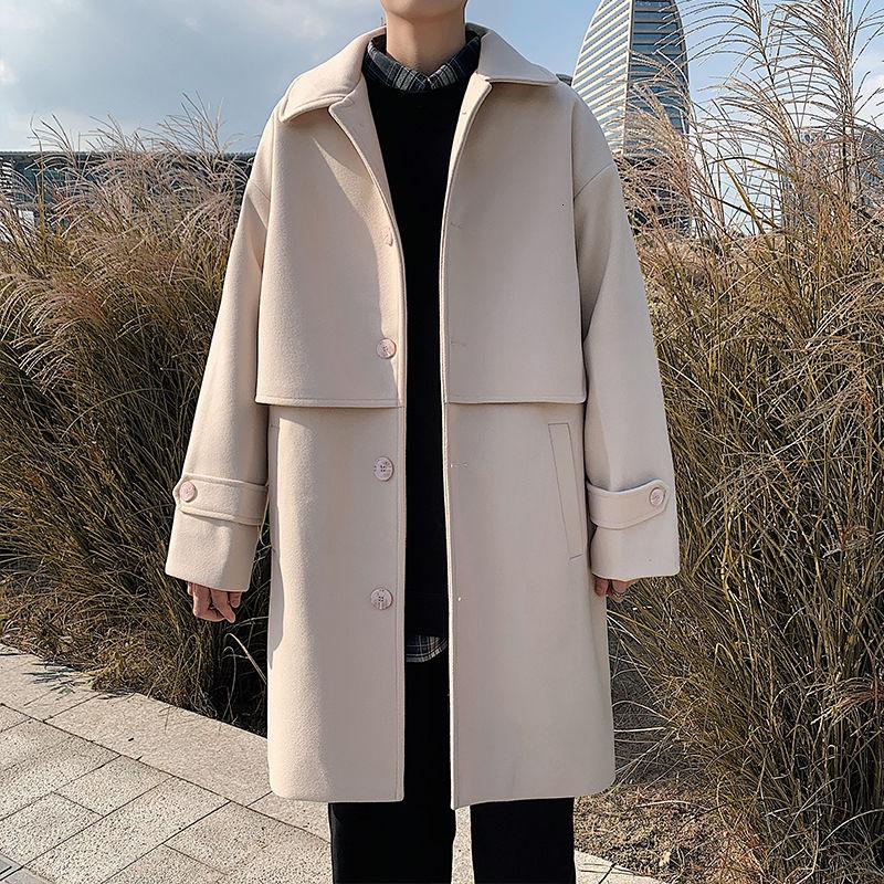 Men's Wool & Blends Winter Plus Velvet Woolen Coat Warm Fashion Casual Long Men Korean Oversize Mens Overcoat