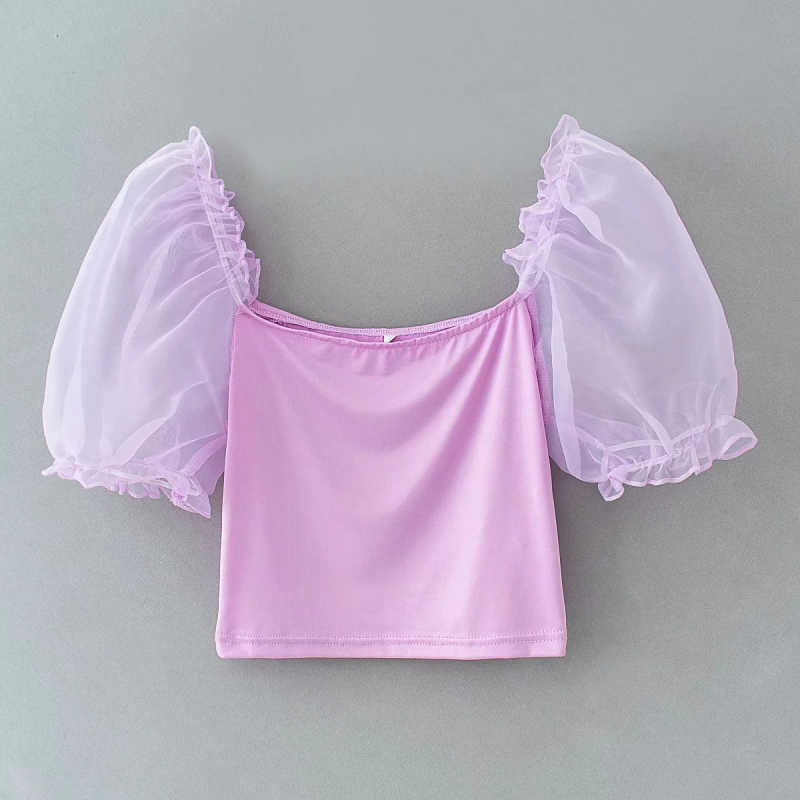 vintage women bomb purple blouses summer fashion ladies elegant short blouse party female knitwear tops girls chic 210527