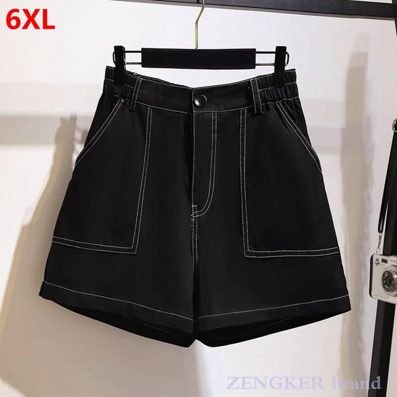 Plus size women's sister summer denim shorts female covered belly was thin and loose wide leg hot women shorts 6XL 5XL, Black
Plus size women's sister summer denim shorts female covered belly was thin and loose wide leg hot women shorts 6XL 5XL, Black