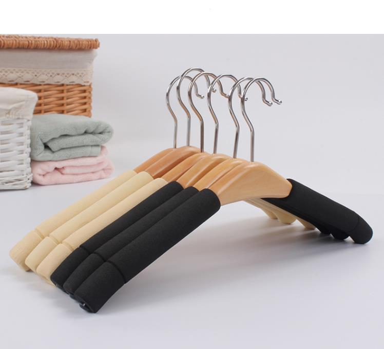 50Pcs Solid Wood Hangers Trousers Coat Clothes Hanger for Suit Sponge Padded Coats Shirts Cloth Holders GGA5031 Free shipping