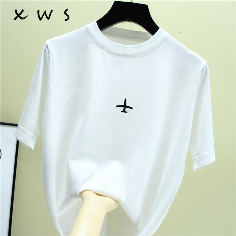 Summer sweater women short sleeve o neck embroidery knit thin sweater and pullover loose casual female sweater oversize 210604, Black
Summer sweater women short sleeve o neck embroidery knit thin sweater and pullover loose casual female sweater oversize 210604, Black