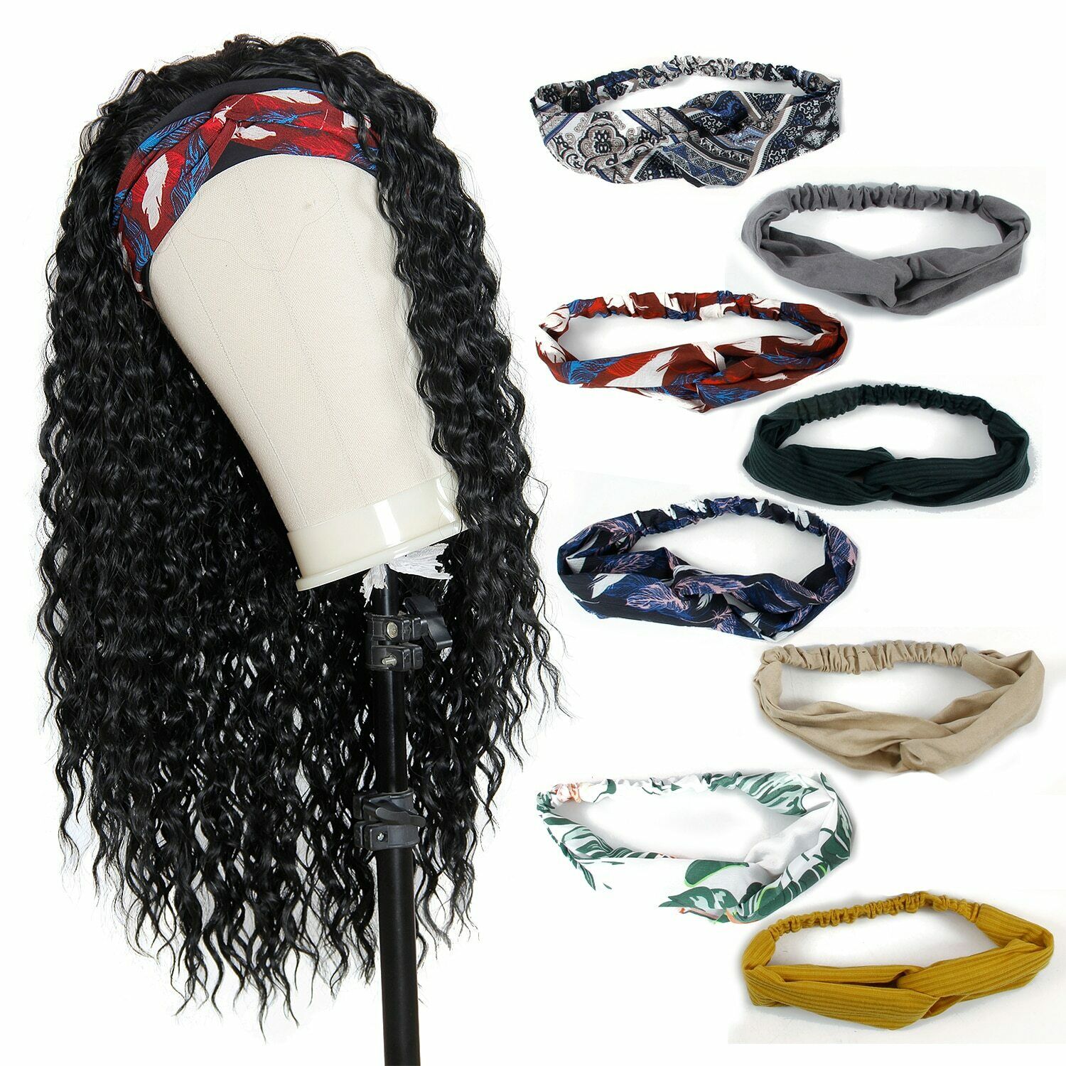 Headband Wig 22" Long Synthetic Body Wavy Wig Straight Wigs For Black Women varity styles head band wigs short bob wigs long kinky curly headband wig none lace
