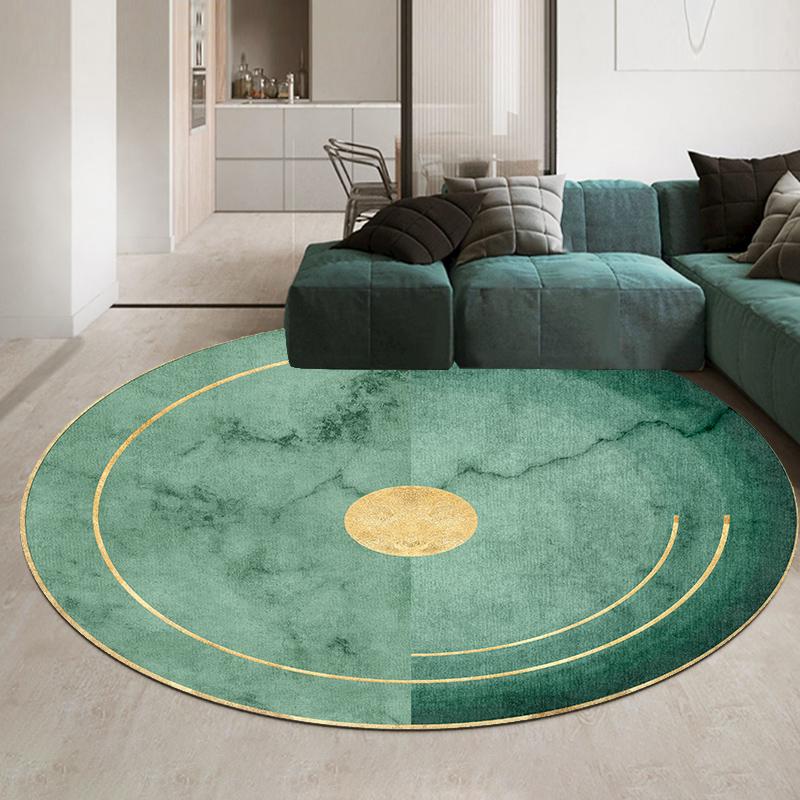 Luxury Green Round Carpet For Living Room Swing Basket Chair Area Rug Non-Slip Floor Mat Polyester Velvet Fleece Round Carpets