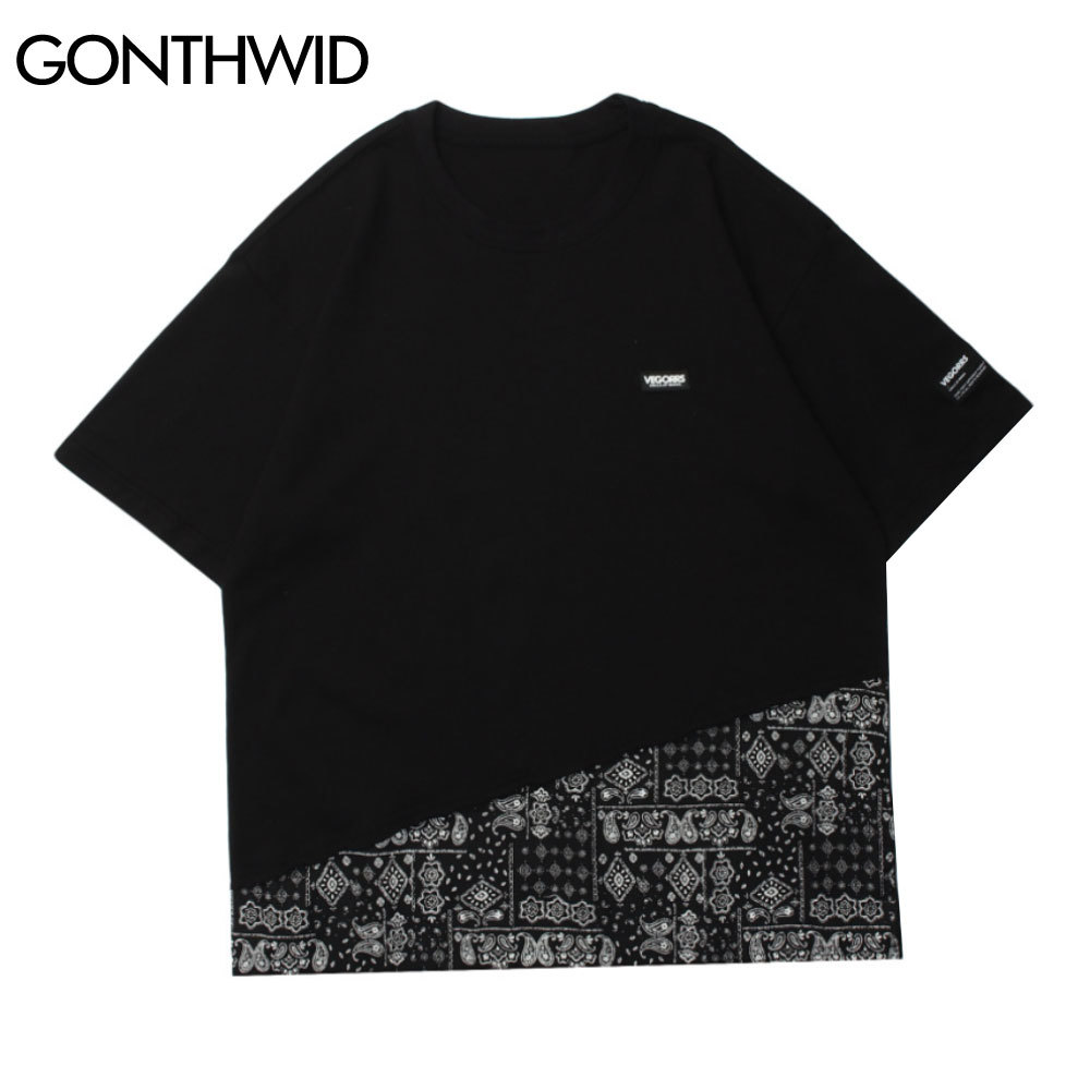 GONTHWID Hip Hop Tshirts Streetwear Bandana Paisley Pattern Patchwork Short Sleeve Tees Shirts Summer Fashion Casual Cotton Tops C0315, White
GONTHWID Hip Hop Tshirts Streetwear Bandana Paisley Pattern Patchwork Short Sleeve Tees Shirts Summer Fashion Casual Cotton Tops C0315, White