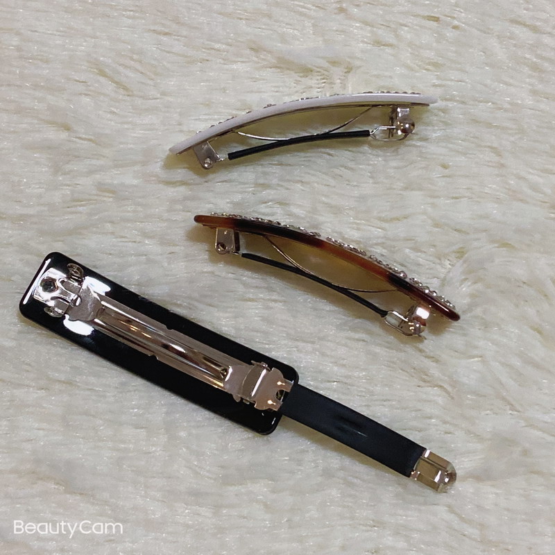 7.5X2CM Water drill 3 color hair clips C fashion one word clip hairpins for ladies favorite headdress jewelry accessories party gifts