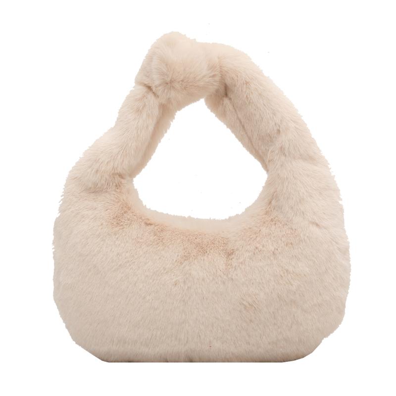 Evening Bags Fashion Luxury Faux Fur Half Moon Women's Handbags Designer Lady Hand Fluffy Soft Plush Warm Winter Clutch Shoulder
