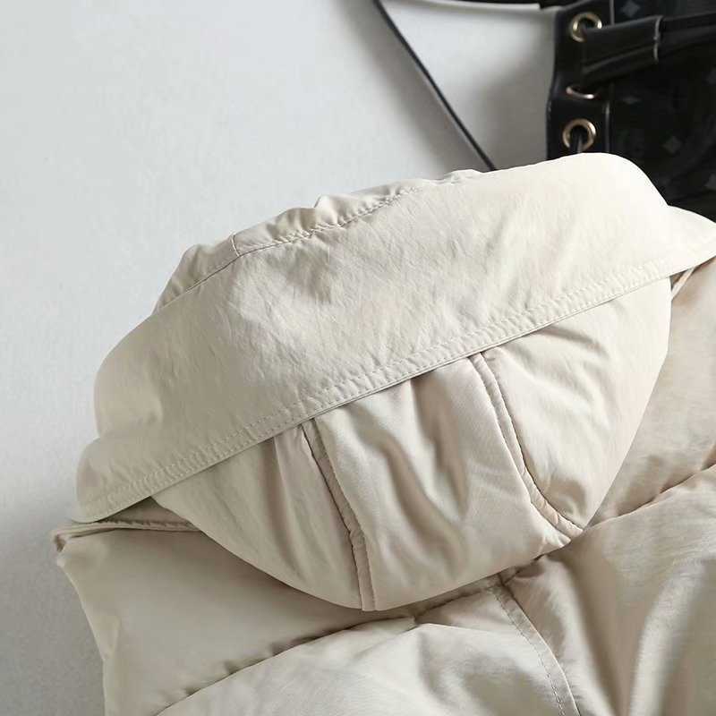 Casual Solid Color Women's Vest Cotton Hooded Thicken Down Coat Sleeveless Winter Vests For Women 210927
