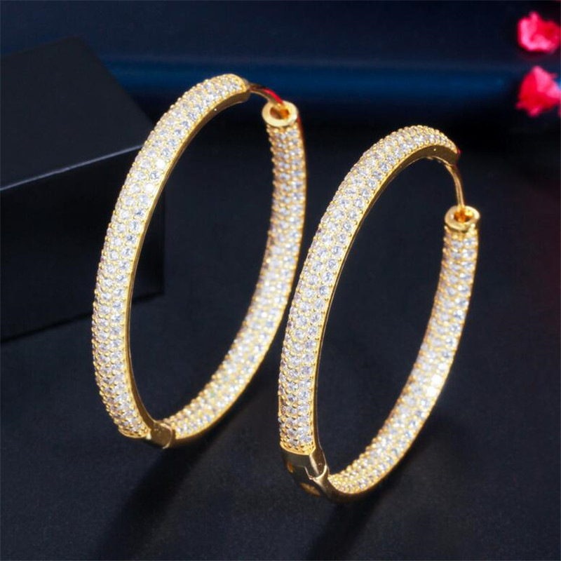 Choucong Brand Unique Personality Luxury Jewelry 18K Gold Fill Pave White Sapphire CZ Diamond Gemstones Party Zircon Women Wedding Clip Earring For Lo