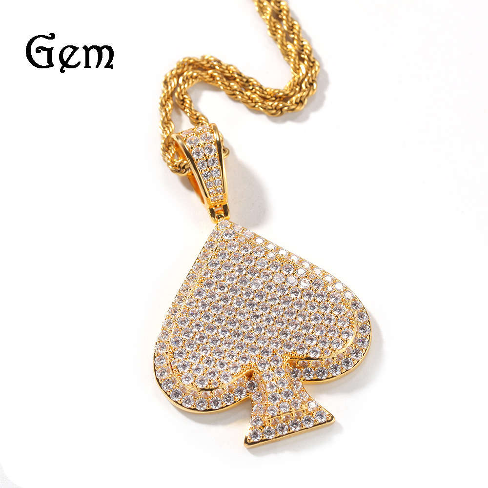 Spade playing card personality pendant micro inlaid zircon nightclub performance trendy hip hop Necklace Jewelry
Spade playing card personality pendant micro inlaid zircon nightclub performance trendy hip hop Necklace Jewelry