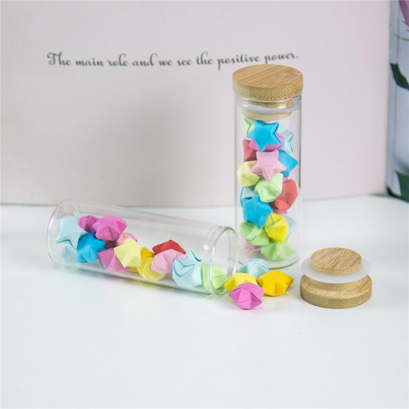 5Pcs 40ml Hyaline Glass Vials with Bamboo Wood Rubber Cap Delicate Practical Craft Travel Sub Bottling Exquisitely made