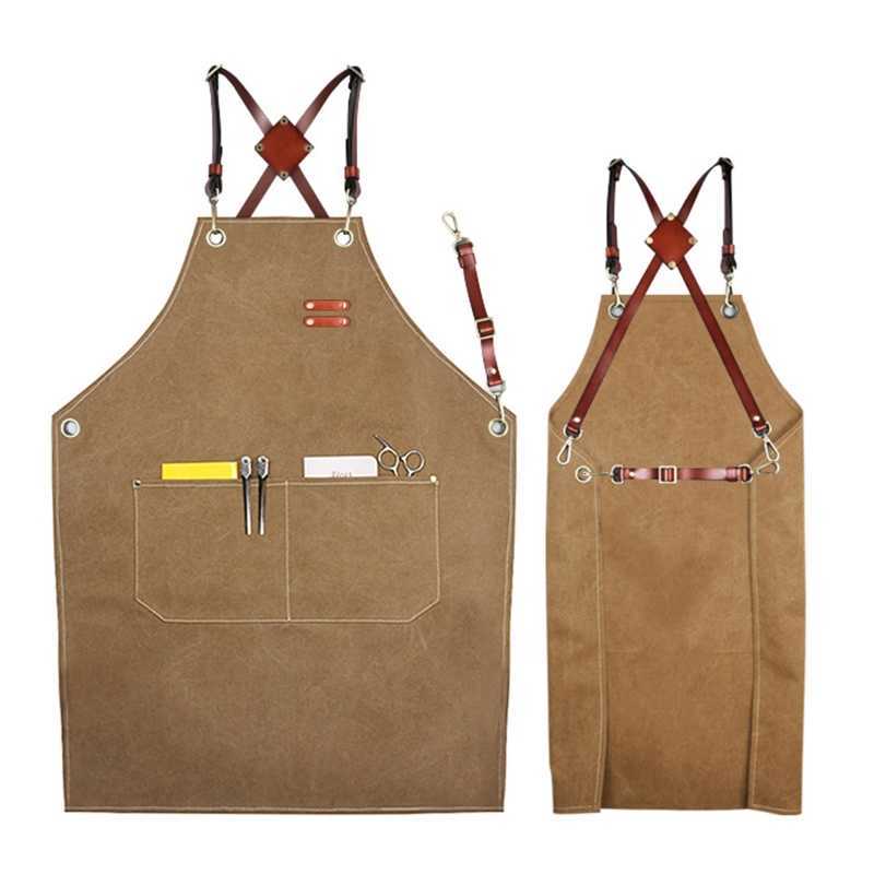 Utility Work Apron Canvas Workshop Tool with Adjustable Straps for B Drop 210629