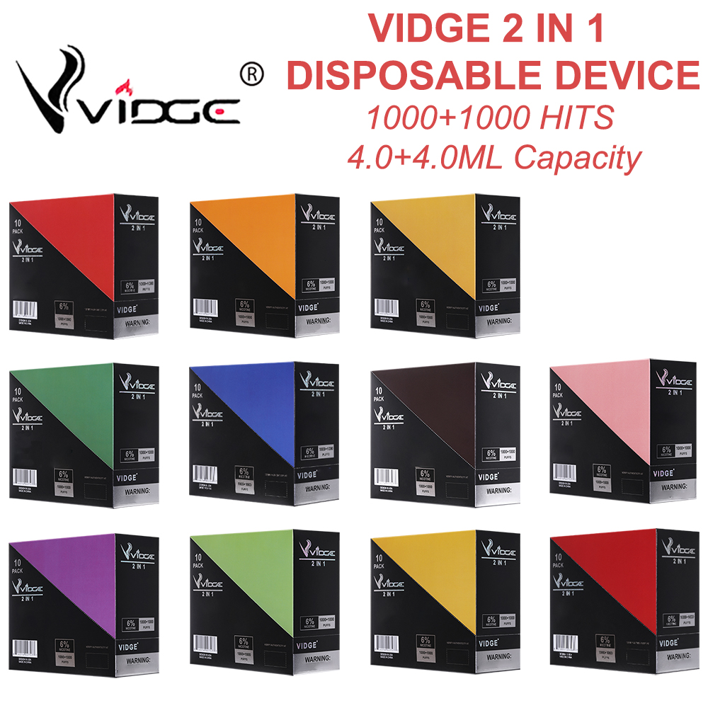 Wholesale Factory Price E Cigarettes Vidge 2 IN 1 Disposable Vape Pen Device 950mAh Vaporizer Starter 2000Puffs 8.0ml Prefilled Oil With 17 Colors Available
Wholesale Factory Price E Cigarettes Vidge 2 IN 1 Disposable Vape Pen Device 950mAh Vaporizer Starter 2000Puffs 8.0ml Prefilled Oil With 17 Colors Available