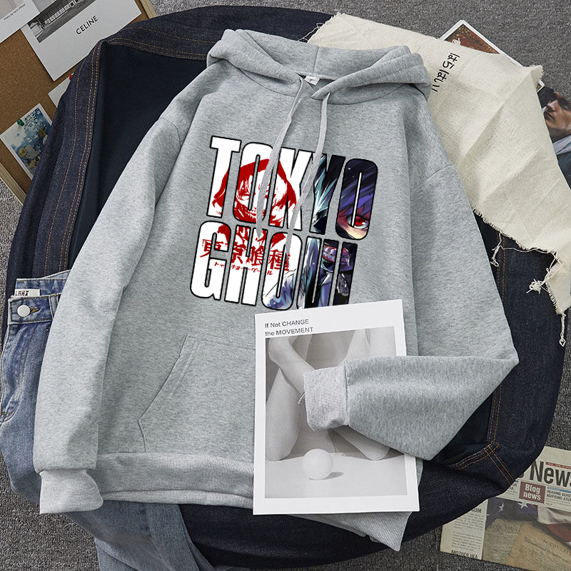 tokyo ghoul Hoodie letter print Hooded Top Women Sweatshirt Long-sleeved Anime Autumn student basic Casual Hooded Streetwear 201217