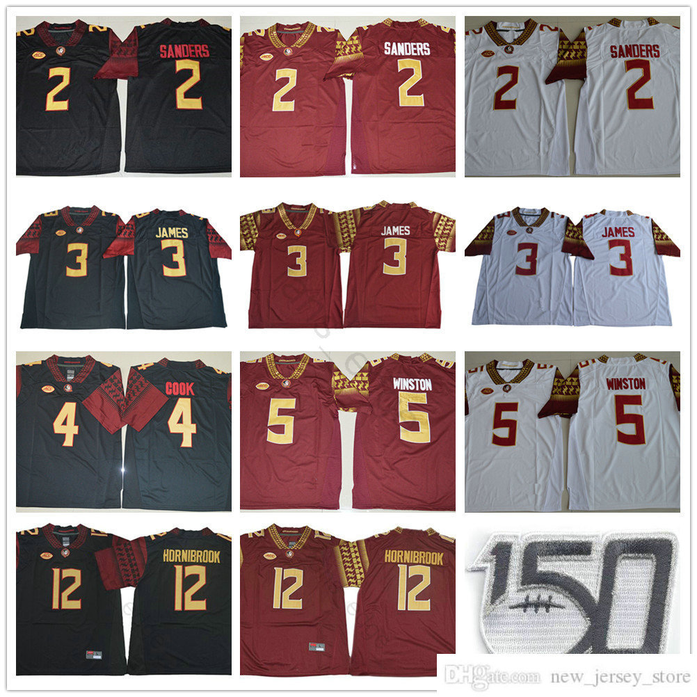 NCAA FSU Florida State Seminoles College Football Wear 2 Deion Sanders 3 Derwin James 4 Dalvin Cook 5 Jameis Winston 12 Akers Hornibrook 150TH Jerseys, Black
NCAA FSU Florida State Seminoles College Football Wear 2 Deion Sanders 3 Derwin James 4 Dalvin Cook 5 Jameis Winston 12 Akers Hornibrook 150TH Jerseys, Black