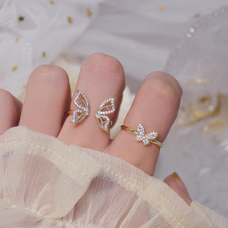 Wedding Rings Korean 14K Real Gold Hollow Butterfly CZ Ring For Women Adjustable Open Design Pave Zircon Jewelry Gift, Slivery;golden
Wedding Rings Korean 14K Real Gold Hollow Butterfly CZ Ring For Women Adjustable Open Design Pave Zircon Jewelry Gift, Slivery;golden
