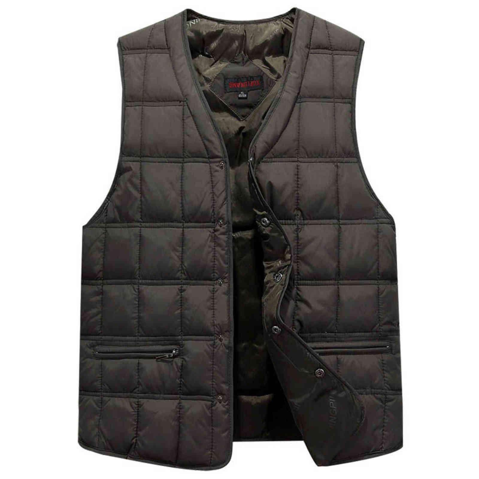 Winter Dresses Men White Duck Down Causal Vest Ultra Light Male Thick Sleeveless Down Jacket Men Warm Vest L-5XL Plus Size 211110