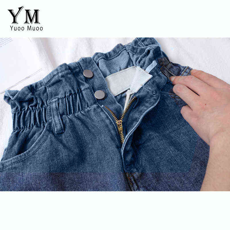 YuooMuoo High Quality Soft Vintage Boyfriend Jeans for Women Elastic High Waist Mom Black Jeans Harajuku Long Denim Pants 211112