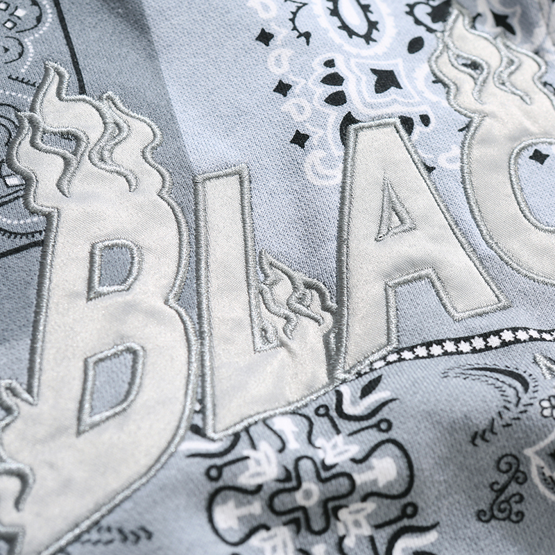 Mens Hip Hop Pullover Hoodies Embroidered Bandana Patchwork Full Zipper Hooded Sweatshirts Jackets Harajuku Casual Tops 201020