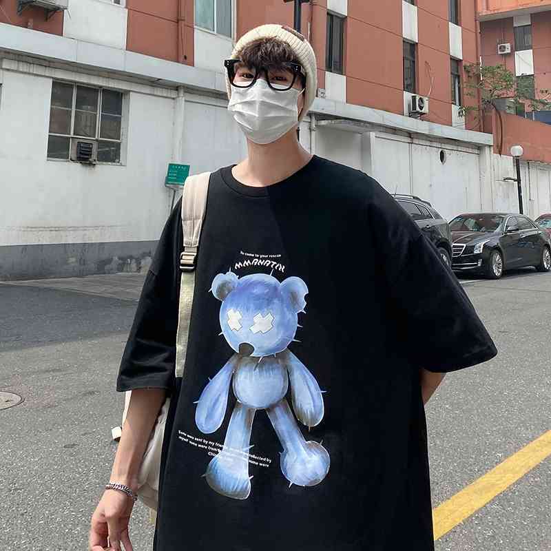 2021 summer new bear TB short t-shirt men' loose trend versatile Harajuku ins half sleeve top, White
2021 summer new bear TB short t-shirt men' loose trend versatile Harajuku ins half sleeve top, White