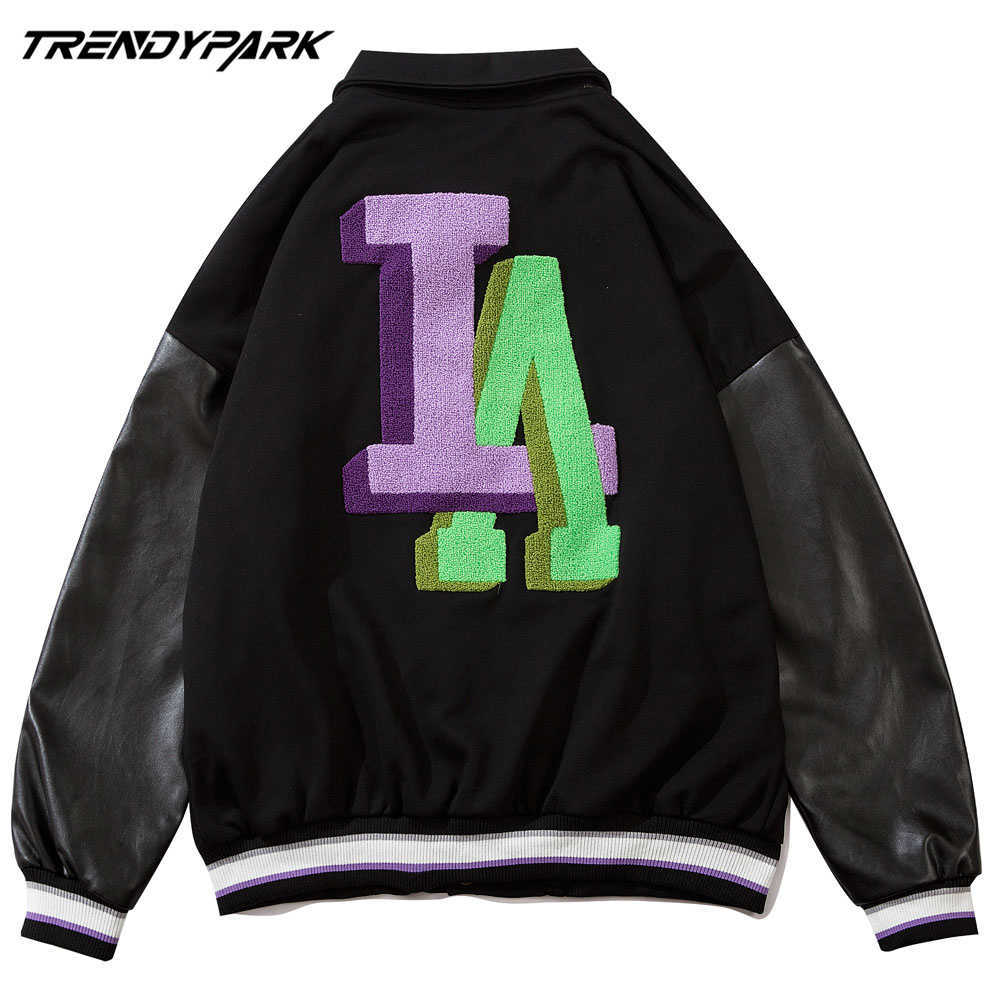 Men's Jacket Spring Soft Fabric Embroidery LA Flocking Letters Printed High Street Windbreaker Buttons Coat Men Clothing 210601