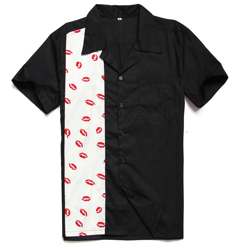 2021 New Sexy Lip Print Short Sleeve Summer Cotton Rockabilly Shirt Men Big Size Mens Casual Shirts Kiss Pattern Clothing 4so7, Black
2021 New Sexy Lip Print Short Sleeve Summer Cotton Rockabilly Shirt Men Big Size Mens Casual Shirts Kiss Pattern Clothing 4so7, Black