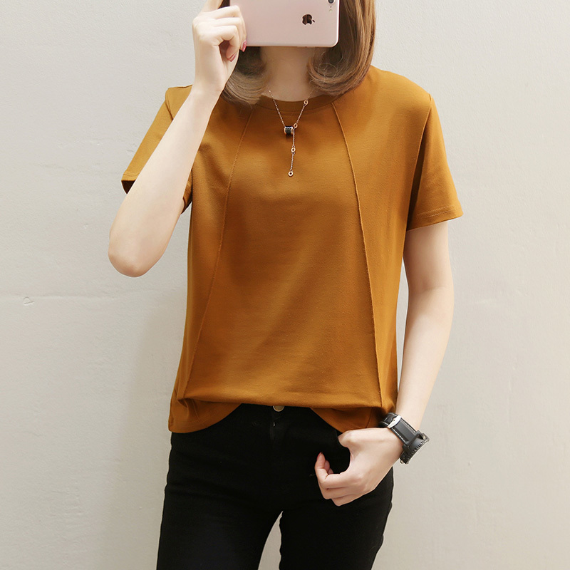 New Women Tshirts Casual Solid color t Tops Tee Summer Female T shirt Short Sleeve Loose 5XL T shirt For Women 100KG T200614