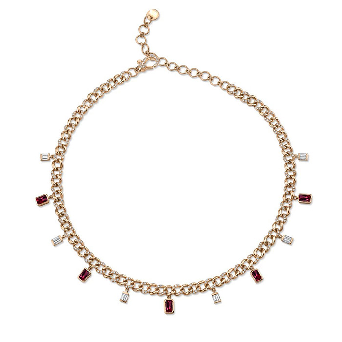 hip hop women silver blue gold green rose pink baguette cz drop miami cuban link chain choker necklace for women gorgeous stunning jewelry