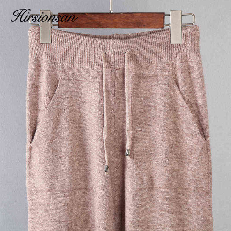 Hirsionsan Cashmere Knitted Sets Women New Loose V Neck Sweater & Carrot Pant 2 Pieces Female Outfit Tracksuits Harem Pants 211117