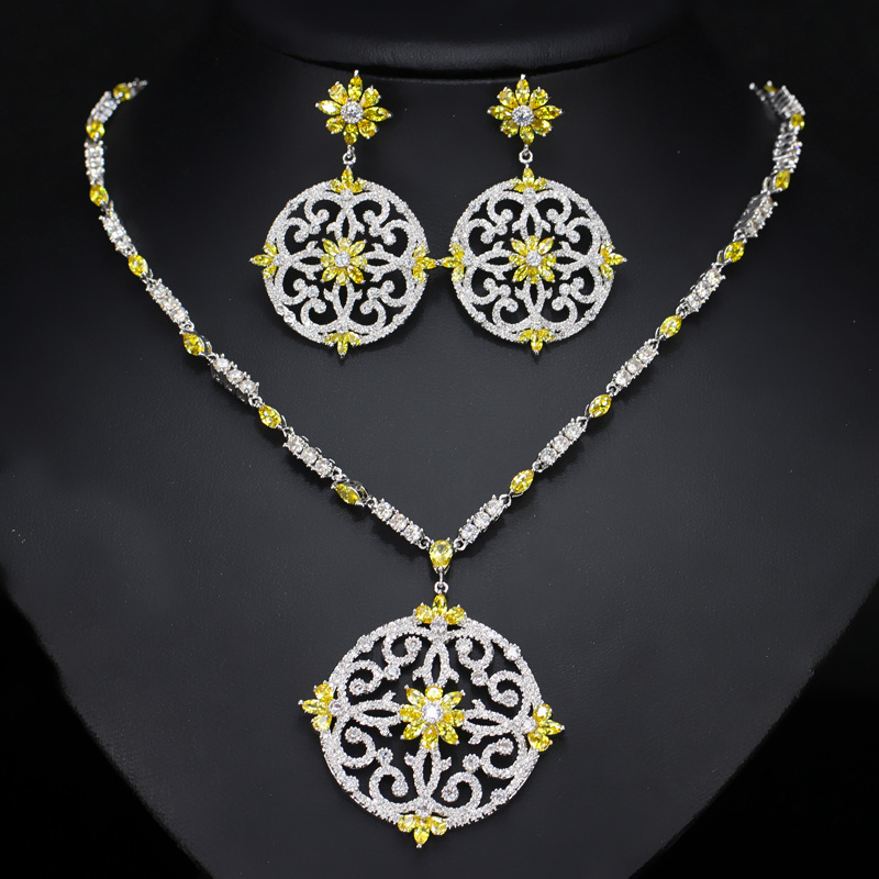 CWWZircons Vintage African Multi Color Cubic Zirconia Wedding Big Long Drop Necklace and Earrings Bridal Jewellery Set T105 CX200808