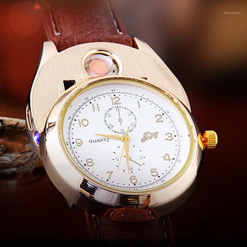 Wristwatches 2021 Lighter Watches Rechargeable Flameless Windproof Cigarette Men Quartz Gift, 1583980401