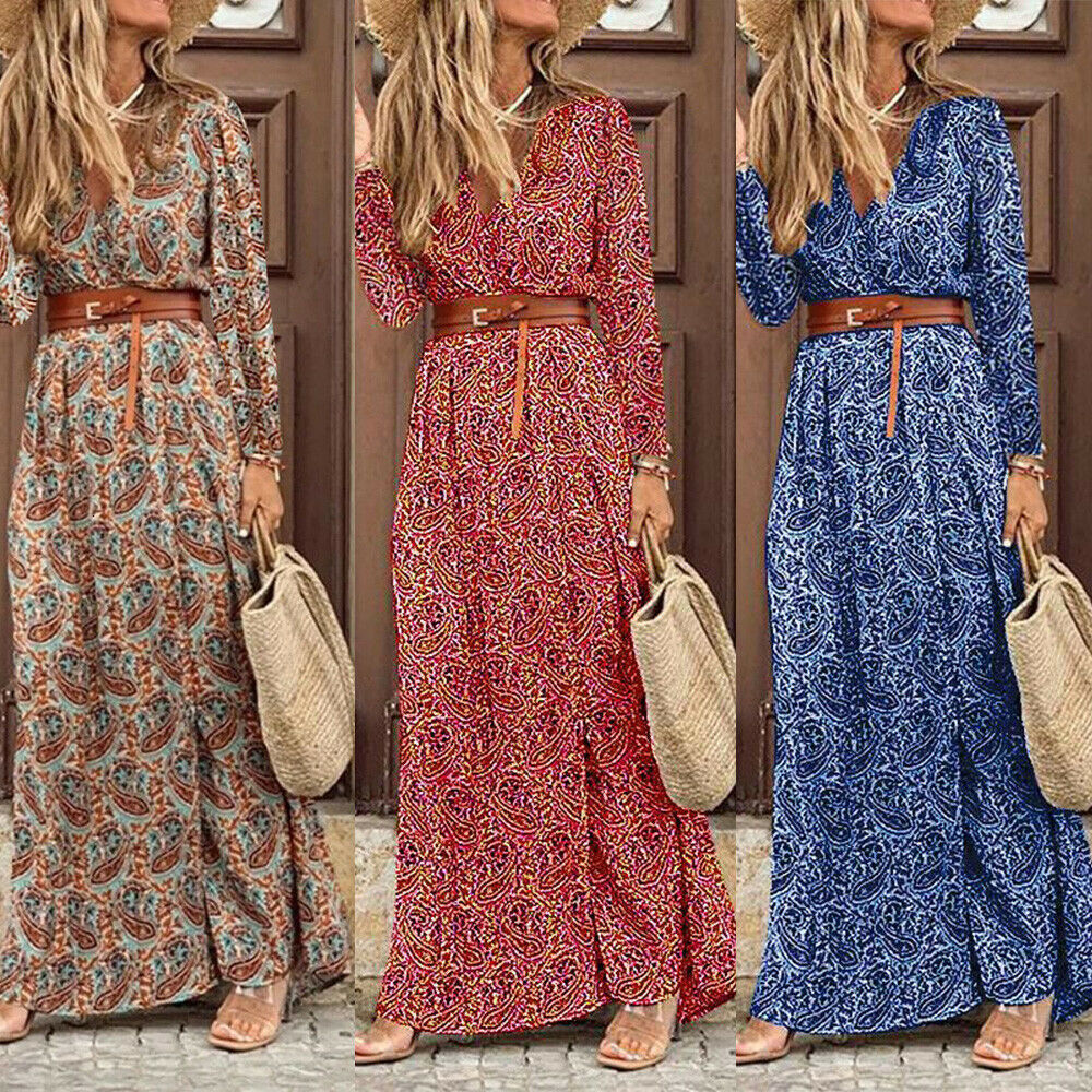 2021 New Women Autumn Boho Floral Print Maxi Shirt Sexy Eleagnt Sleeve v Neck Belt Split Beach Long Robe for Holiday Red Aenq, Dark blue
2021 New Women Autumn Boho Floral Print Maxi Shirt Sexy Eleagnt Sleeve v Neck Belt Split Beach Long Robe for Holiday Red Aenq, Dark blue