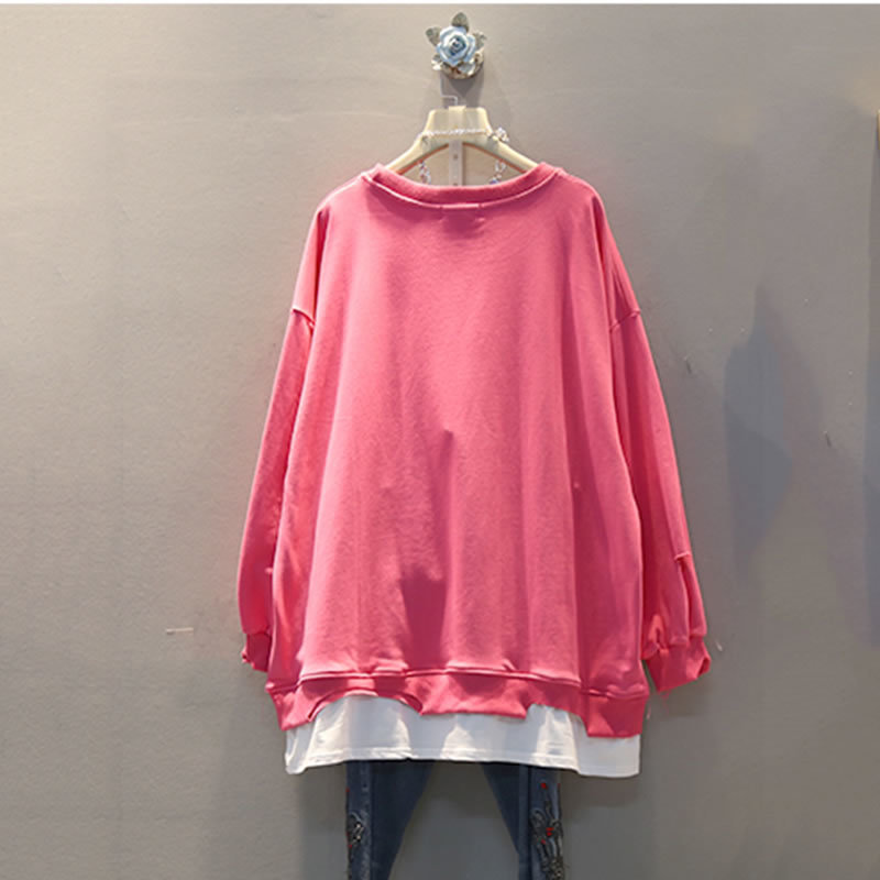 XITAO Patchwork Hole Pullover Hoodie Women Autumn Casual Fashion Style Temperament All match O Neck Women Clothes DZL1580 T200904