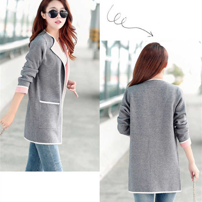 Spring Autumn Knitted Women Cardigan Korean Plus Size Jacket Fashion Medium Length Female Long Sleeve Sweater Ladies Tops 16805 211018
