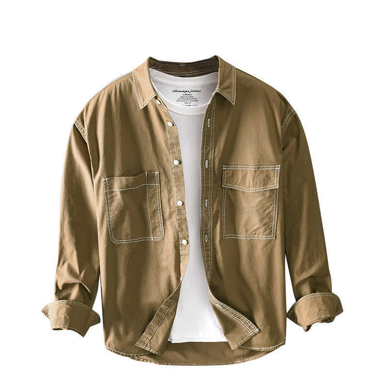 Autumn and Winter Men's Casual Long Sleeve Cotton Retro Shirt GML04-Z123 210721