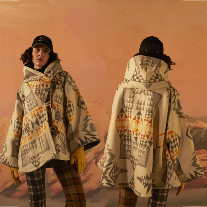 2021 New Luxury Warm Outerwear Lady Jackets Vintage Geometric Print Wool Blends Winter Womens Elegant Cloak Short Cape Coat J956, Beige
2021 New Luxury Warm Outerwear Lady Jackets Vintage Geometric Print Wool Blends Winter Womens Elegant Cloak Short Cape Coat J956, Beige