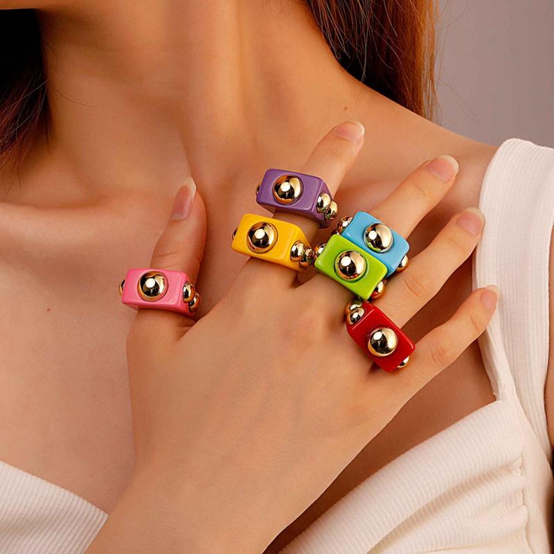 Cluster Rings Colorful Ins Fashion For Women Candy Color Acrylic Punk Style Ring Design Statement Jewelry Gift Party QW001, Golden;silver
Cluster Rings Colorful Ins Fashion For Women Candy Color Acrylic Punk Style Ring Design Statement Jewelry Gift Party QW001, Golden;silver