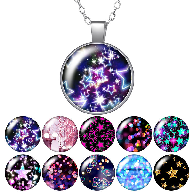 Shinning Stars Colorful Bubble Patterns Round Pendant Necklace 25mm Glass Cabochon Silver Color Jewelry Women Birthday Gift 50cm
Shinning Stars Colorful Bubble Patterns Round Pendant Necklace 25mm Glass Cabochon Silver Color Jewelry Women Birthday Gift 50cm