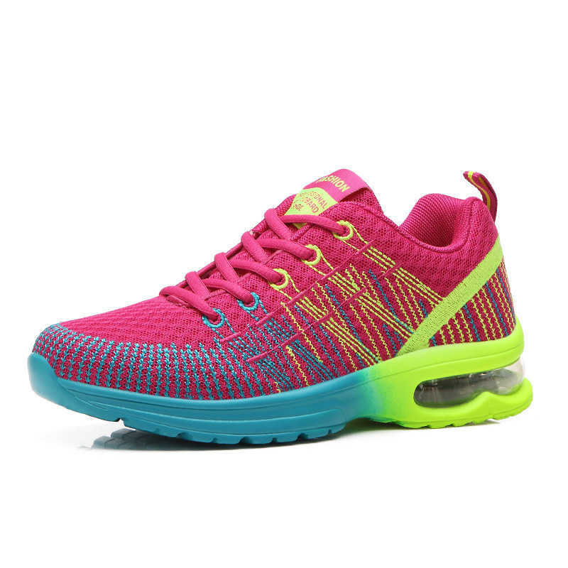 Women's New Sneakers 2021 Spring Anti-slip Breathable Colorful Ladies Outdoor Lace Up Casual Shoes Trainer Sport Walking Flats Y0907