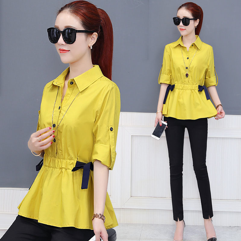 Office Work Wear Women Spring Autumn Style Chiffon Blouses Shirts Lady Casual Bow Tie Sashes Blusas Tops DD1773 210225
