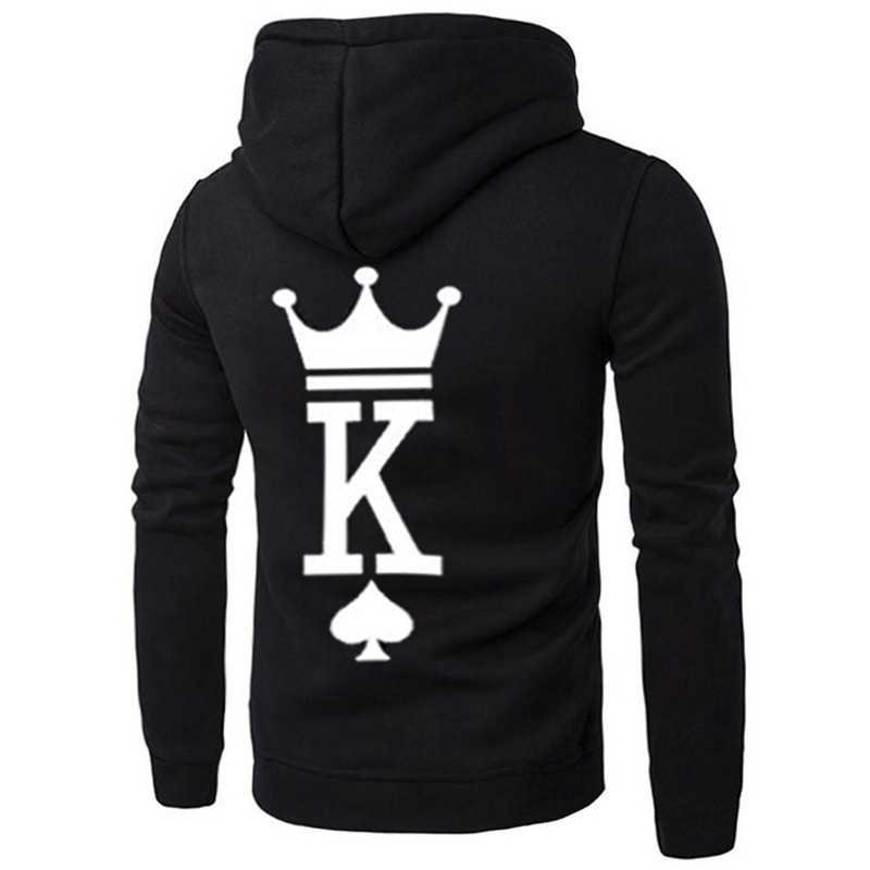 Poshfeel King Queen Crown Print Couple Hoodies Lovers Casual Pocket Hoody Sweatshirt Warm Hooded Pullovers Coat MCH180003 201211