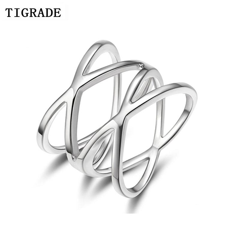 Cluster Rings TIGRADE 100% 925 Sterling Silver Ring Double Cross Wedding Band Classic Multi Layer Women Finger Jewelry Anelli, Golden;silver
Cluster Rings TIGRADE 100% 925 Sterling Silver Ring Double Cross Wedding Band Classic Multi Layer Women Finger Jewelry Anelli, Golden;silver