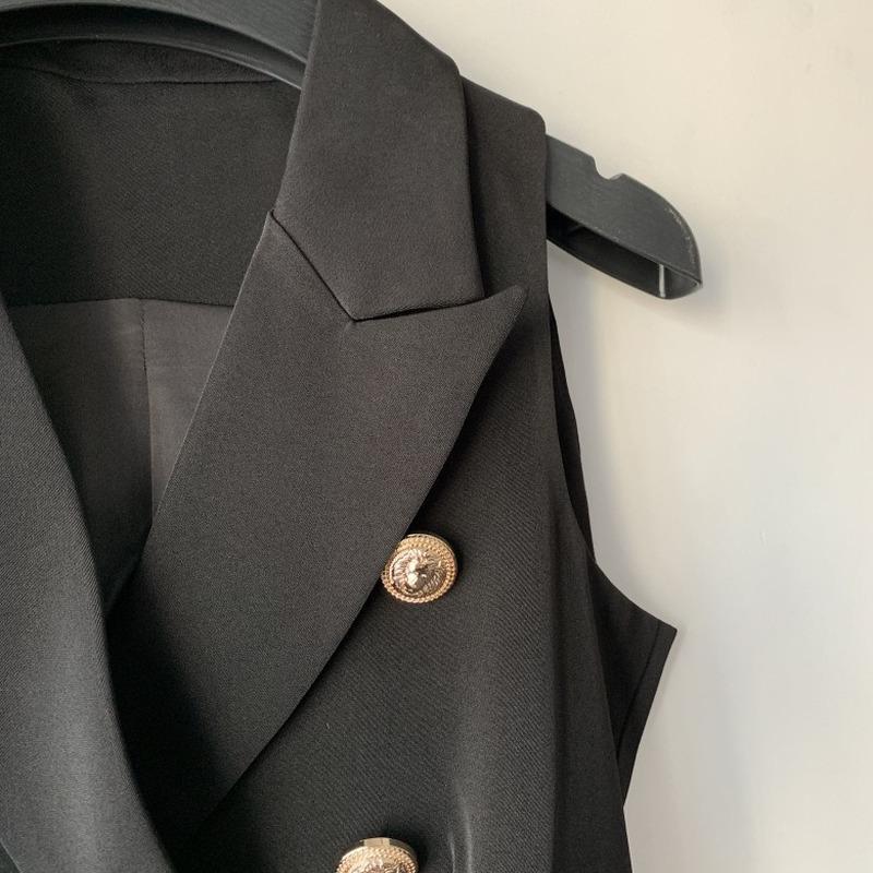 High-end Women's Vest Jacket 2021 Spring and Autumn Professional Classic Double-breasted Metal Buckle Suit Vest Blazer Women