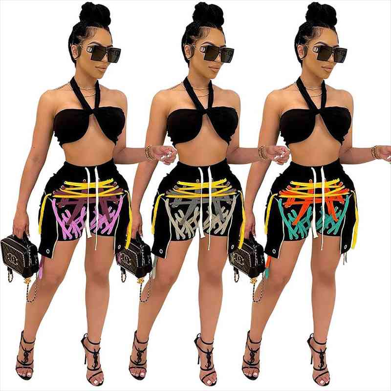 streetwear with color women short strings all over high waist strap knee trousers party clubwear womens summer clothing, White;black
streetwear with color women short strings all over high waist strap knee trousers party clubwear womens summer clothing, White;black