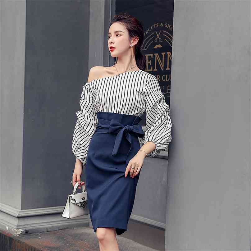 autumn office suit 2 piece set korea ladies Sexy Strip Long Sleeve irregular neck tops Midi Skirt formal Party Suit for women 210602, The picture color
autumn office suit 2 piece set korea ladies Sexy Strip Long Sleeve irregular neck tops Midi Skirt formal Party Suit for women 210602, The picture color