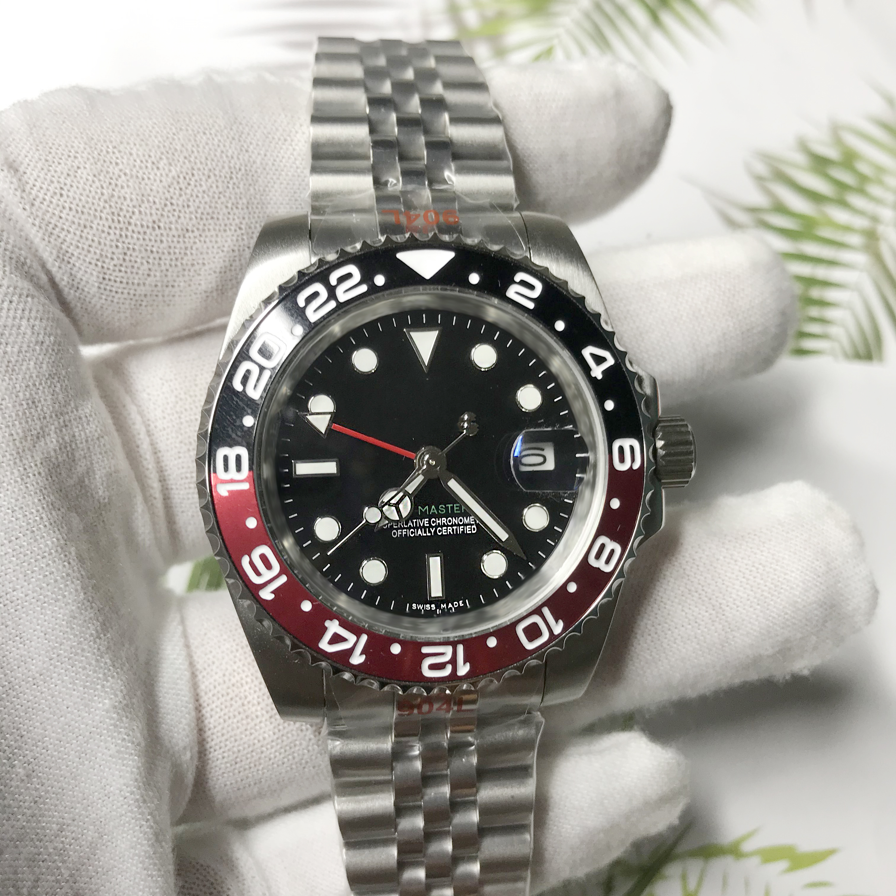 20 Colours Men Watches 2813 Red Ceramic bezel Black dial sapphire glass 904L stainless steel Luminous Mechanical self-winding sweeping waterproof wristwatch, Box
20 Colours Men Watches 2813 Red Ceramic bezel Black dial sapphire glass 904L stainless steel Luminous Mechanical self-winding sweeping waterproof wristwatch, Box