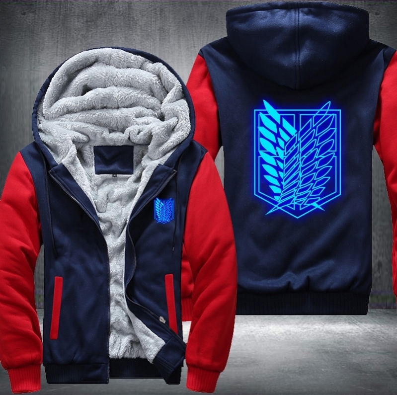 USA Size Shingeki No Kyojin Attack on Titan Aren Luminous Blue Green Men's Women Printing Pattern Thicken Fleece jacket hoodies 201020