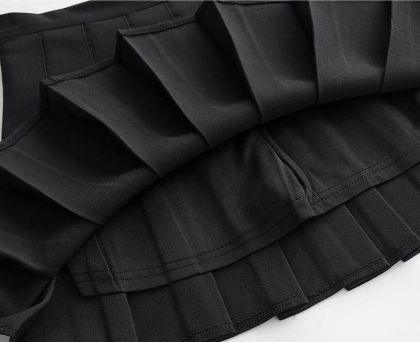 Cool Short Skirts SchoolUniforms High Waist ALine Women Pleated Skirt Sweet Girls Dance Skirt With Safety Pants Mini Skirt 210306