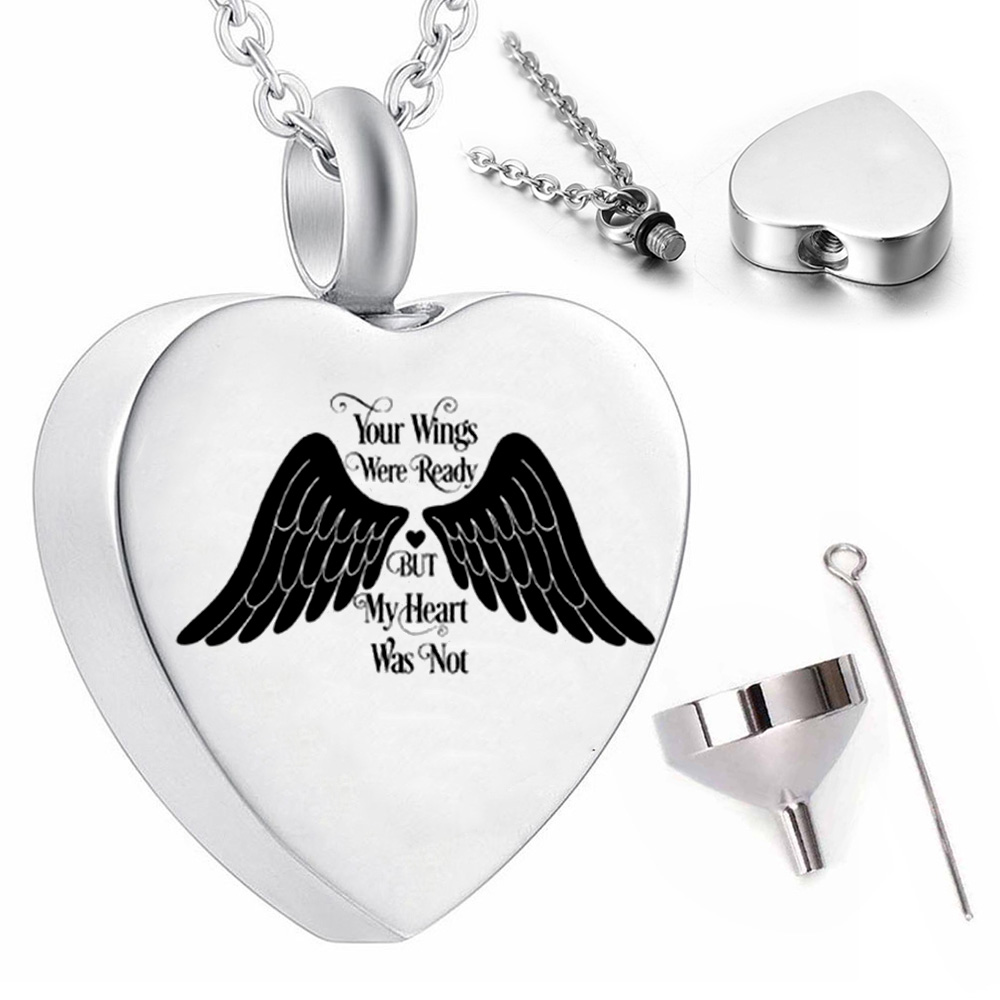 Stainless steel jewelry cremation pendant necklace angel wings souvenir ashes memorial urn
Stainless steel jewelry cremation pendant necklace angel wings souvenir ashes memorial urn